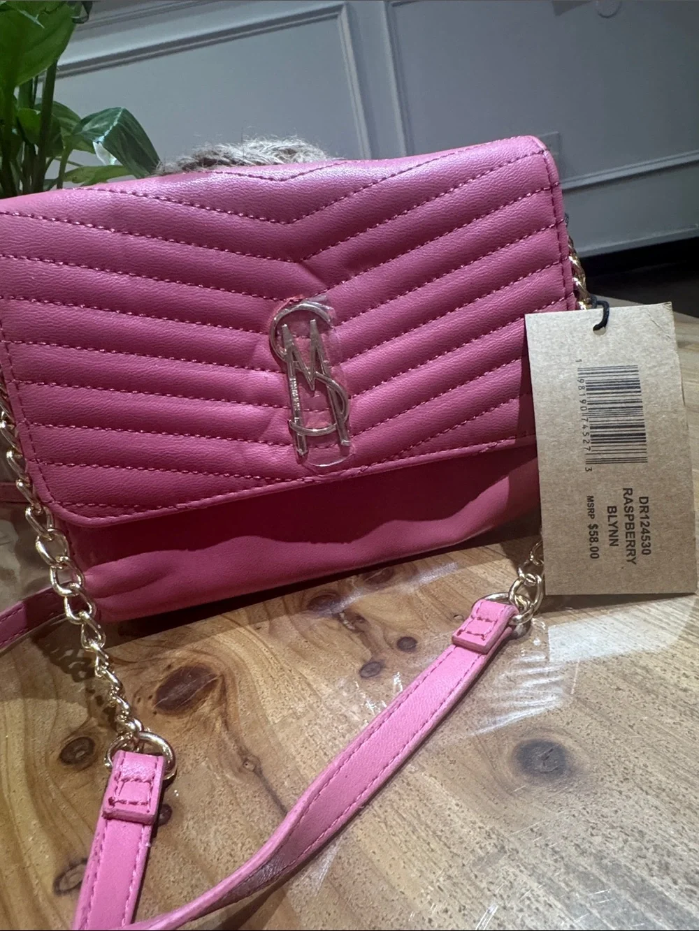 Steve Madden Raspberry Quilted Chain Crossbody - Picture 1 of 1